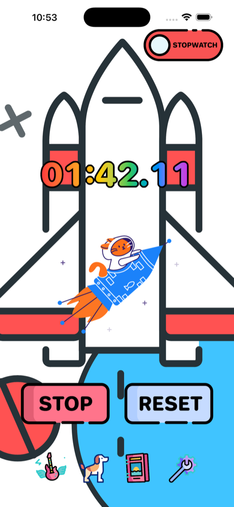 A cat astronaut riding a rocket through space.