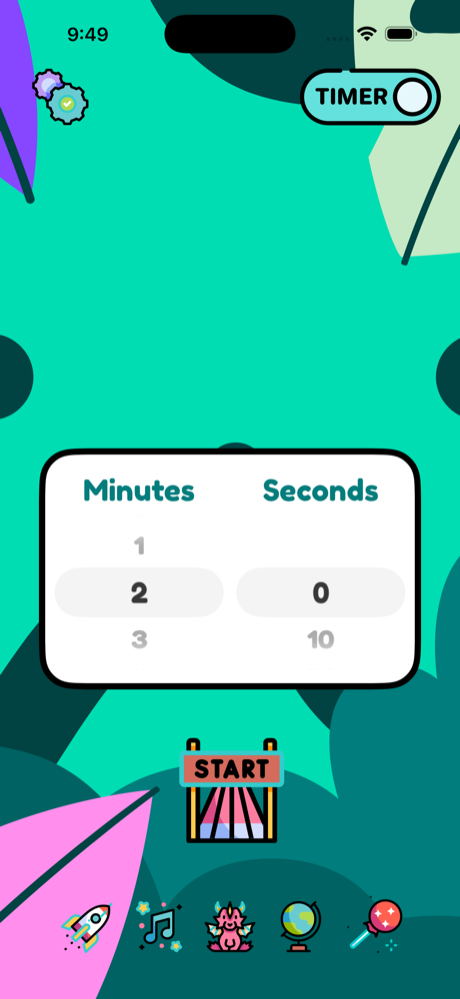 A leafy jungle timer ready to start.
